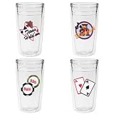 12 oz Slimline Tumbler - Game Room Tumblers (Set of 4)