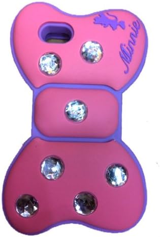 Angelseller XKM New 3d Stylish Crystal Purple Frame With Diamond Bowknot Soft Silicon Case Cover Skin Compatible for Apple IPhone 5 5G 5th (Pink)+ Gift Randomly presented six home key Sticker