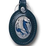 Large Deluxe Leather & Pewter Key Ring - Scroll Eagle