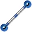 Blue Silver Striped Titanium Barbell Eyebrow Ring