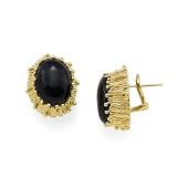 Black Coral Earrings in 14K Yellow Gold