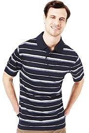 Blue Harbour Pure Cotton Jacquard Striped Polo Shirt