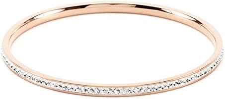 Alexander James "Street" Rose Goldtone Clear Crystal Simple Bangle Bracelets , 2.5 "