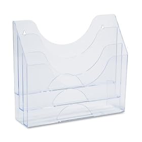 Rubbermaid Three-Pocket File Folder Organizer, Plastic, 13 x 3.5 x 11.5 Inches, Clear (96050ROS)