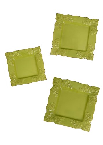 ARTEflorum SQLPG-3 Square Maple Leaf Plate in Green - Set of 3