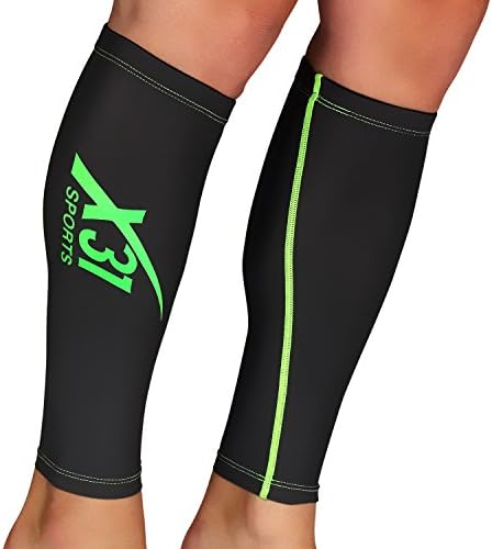 X31 Sports Calf Compression Sleeve for Running, Triathlon, Marathon, Crossfit, Jogging, Tennis, Cycling - Prevent Cramps - Shin Splints - Great for Travel
