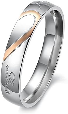 Dora Collection 316L Stainless Steel High Polished Fashion Women's "Real Love" Heart Couples Engagement Wedding Promise Ring.(Women's only)
