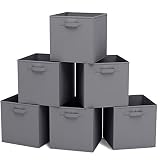 Closet Organizer - Fabric Storage Basket Cubes Bins - 6 Grey Cubeicals Containers Drawers