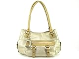 Tignanello Leather Strap Happy Shopper Handbag Purse ~ Satin Metal/Brass In Color