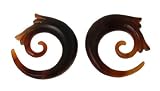 Hand Carved Floral Horn Spiral Plugs - 6G - Sold as a Pair