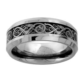 8mm Celtic Design Dragon Inlay Men's Tungsten Carbide COMFORT-FIT Wedding Band Ring (Size 7 to 14): The World Jewelry Center: Jewelry