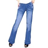 Womens Blue Denim Boot Cut Flare Ladies Jeans Size 8-14