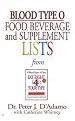 Blood Type O Food, Beverage, And Supplemental Lists (Paperback)