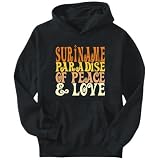 Hoodie Mens Black  Suriname PARADISE OF PEACE AND LOVE  Countries