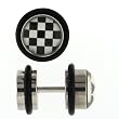 Stainless Steel Fake Plug with Black and White Checkerboard Logo - 16g Wire - 0g Fake Plug - Sold as a Pair Stainless Steel Fake Plug with Black and White Checkerboard Logo - 16g Wire - 0g Fake Plug - Sold as a Pair