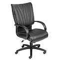 Hi-Back Leather Plus Office Chair with Curved Arms- Black