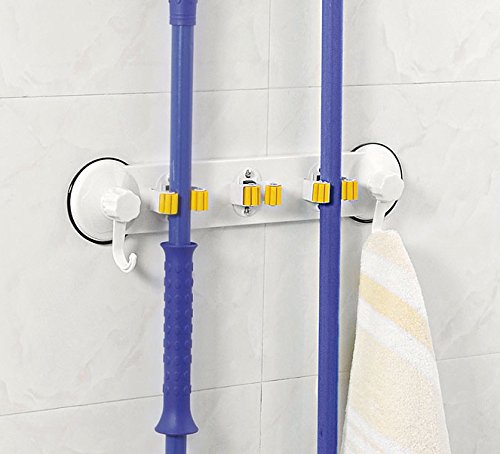 iLifeTech Excellent Storage Solution! Removable Mop and Broom Wall Racks with 3 Position and 2 Hooks