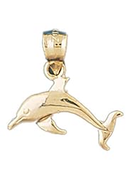 Dazzlers Solid 14 karats gold Dolphin Charm Pendant Available in three colors from jewelsberry (weights: 0.9 grams only)