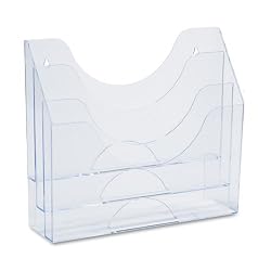 Rubbermaid Three-Pocket File Folder Organizer, Plastic, 13 x 3.5 x 11.5 Inches, Clear (96050ROS)