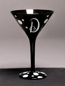 Personalitini - Monogram Black Polka Dot Martini Glass - D