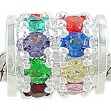 Sterling Silver and MultiColor CZ Tube Bead fits Pandora Chamilia Biagi Charm Bracelet GIFT BOXED