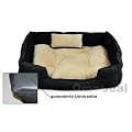 12680 Tierbett INVERS Schwarz-Beige ca. 60x48x17cm + Innenkissen + Schmusekissen + Pipi-Schutz-Unterlage