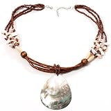 41J 12%2BDzjL. SL160  Romantic Jumbo Genuine Silvery Brown Shell Pendant