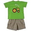 Wally & Willie Tractor Tee with Elastic Khaki Shorts