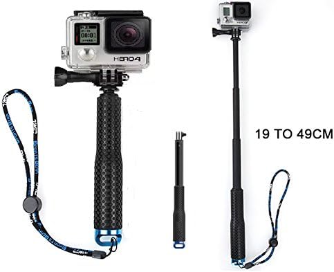 HKDroneLab Adjustable Aluminum Telescoping Monopod Handheld Extension Selfie Stick for Gopro Hero 4 3+ 3 2 SJ4000 SJ5000 Xiaomi Action Cameras (7-19 inch)