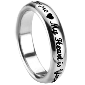 My Hearth Is Yours Forever Italian & English Translation Posey Stainless Steel Ring size 6by Forgiven Jewelry