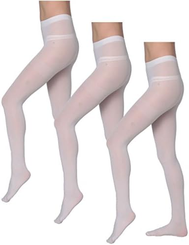 Women's Comfort Microfiber High Waist Solid 70 Denier Opaque Tights 1550 3-White Q