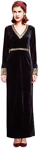 Yigelila Women Sexy Long Black Velvet Jag Hem Party Dress