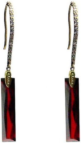 Dangle Earrings of Zircon Natural Stone and Crystals YX89010-1burgundy red