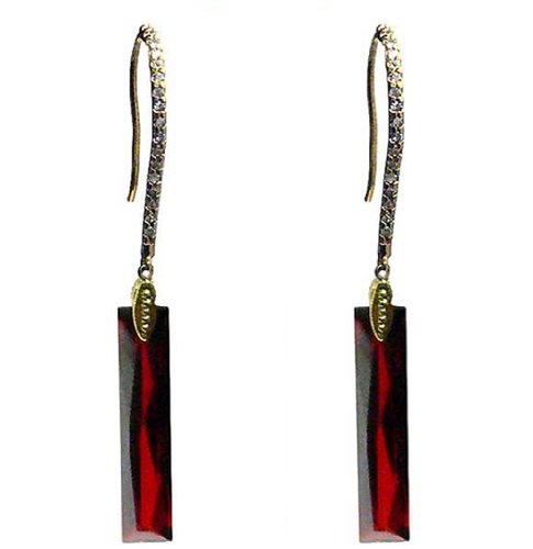 Dangle Earrings of Zircon Natural Stone and Crystals YX89010-1burgundy red