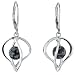 Ze Sterling Silver Caged Snowflake Obsidian Bead Dangle Earrings.