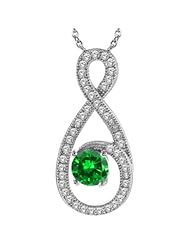 1.44 Ct Round Green Created Emerald 925 Sterling Silver Pendant With 18" Chain