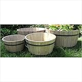 Round Shallow Cedar Barrel (Set of 4 ) Color: Antique Gray