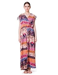 Empire   Waistline Wrap Lace Glittering Striped Print Paisley Summer Silk Maxi Dress 