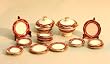 Miniature Porcelaine Red and Gold Dinner Set