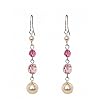 Earrings - E30 - Swarovski (tm) Cream Colored Pearls and Rose (Pink) Crystals