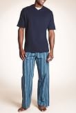 Pure Cotton V-Neck Striped Pyjamas [T07-2875-S]