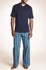 Pure Cotton V-Neck Striped Pyjamas [T07-2875-S]
