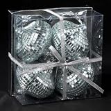 Set of 4 Glass Mirrored Silver Disco Onion Christmas Ornaments