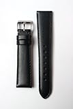 16mm Navy Polished Calfskin Leather Watchband with Nubuck Lining and S/S Buckle