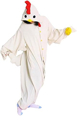 Cosplay Adult Anime Unisex White Chicken Kigurumi Halloween Costume (Large)