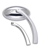 Pro-One 104410 Chrome Motorcycle Mirror, Oval Head with Long & Short Stem, Right or Left