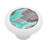Electric Guitar on Zebra Decorative High Gloss Ceramic Drawer Knob