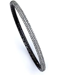 Sterling Silver & Cz Black Rhodium Plated Bangle