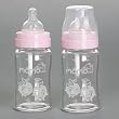 Momo Baby Wide Neck Laboratory Grade Borosilicate Glass Bottles, Pink, 6 Ounce
