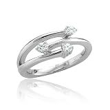 18k White Gold 3-Stone Diamond Engagement Bridal Ring Band, Size 6.5 (GH, SI, 0.20 carat)